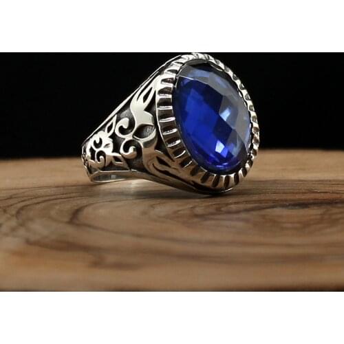 Real 925 Sterling Silver Natural Stone Ring For Men Zircon Aqeq Onyx Stones Jewelry Fashion Vintage Gift Accessory All Size