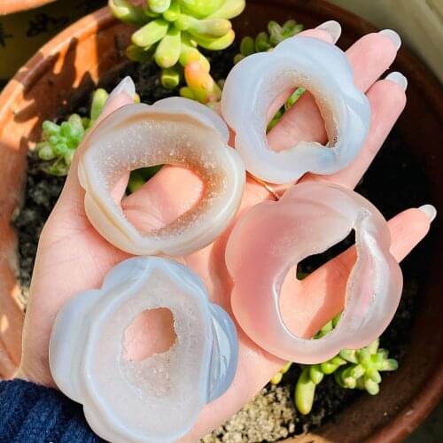 Beautiful Natural Agate Flower Geode Crystal Reiki Healing For Home Decor