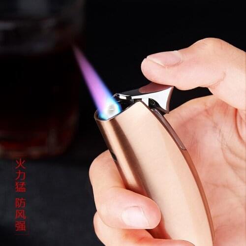 Metal Blue Flame Windproof Butane Gas Inflatable Lighter Personality Creativity Mens Smoking Tools Gifts For Boyfriends