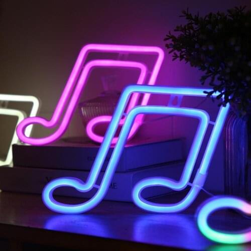 Musical Neon Light Luminous LED Wall Lamp PC Bar Art Sign Lamp Music Note Neon Night Light Home Decoration for Christmas Party