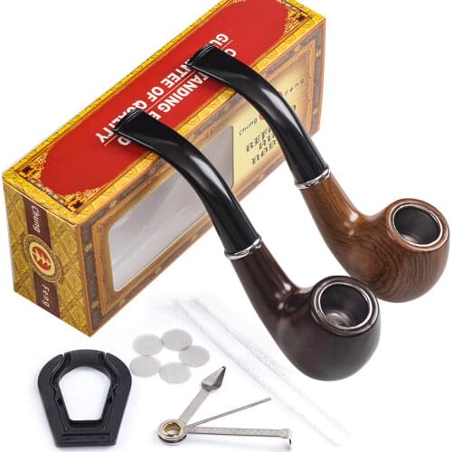 Black Resin Bakelite Smoking Pipe Set Retro Tobacco Pipe With Filter Send Pipe Tools Smoke Accessories CF-5533