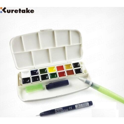 Kuretake Solid Watercolors 14 colors set solid Water-based Pigment Drawing Supplies