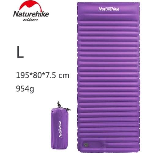 Naturehike 70D Nylon Inflatable Mattress Lightweight Thicken Outdoor Camping Mat With Pillow Sleeping Air Pad