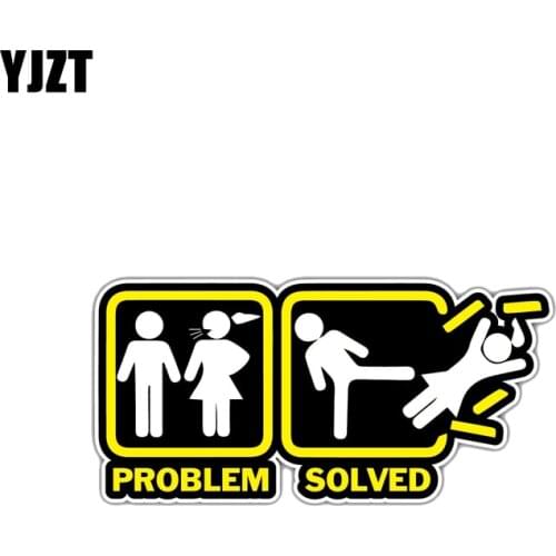 YJZT 12.9CM*6.1CM Funny Annoying Wife Girlfriend Problem Solved Car Sticker Decal PVC 12-1361