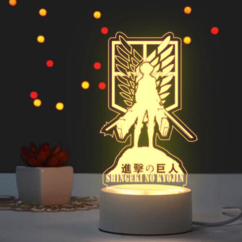 Naruto Luffy Attack on Titan Anime Night Light LED 3D Acrylic Night Lamp for Bedroom Home Atmosphere Decorative Lamp Gifts Toys