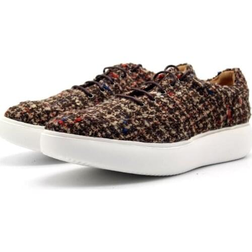 New fashion knitting wool men shoes round toe lace up platform shoes casual shoes for men