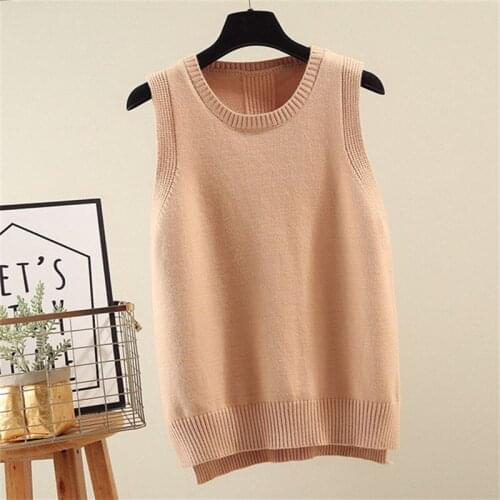 2021 New Spring Autumn Korean Pullovers Women Vest Coat Loose Casual Sleeveless Sweater Coat O-Neck Knitted Female Vest Coat