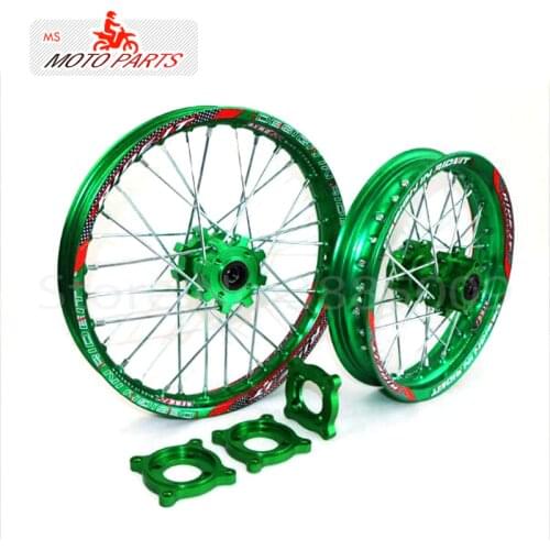15mm Front 1.40-14" Rear 1.85-12" Alloy Wheel Rim with CNC Hub For KAYO HR-160cc TY150CC Dirt / Pit bike 12 14 inch Green wheel
