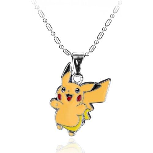 Pokemon Pikachu Necklace Pendant Cartoon Cute Shape Alloy Electroplating Boys and Girls Christmas Birthday Gift Anime Decor