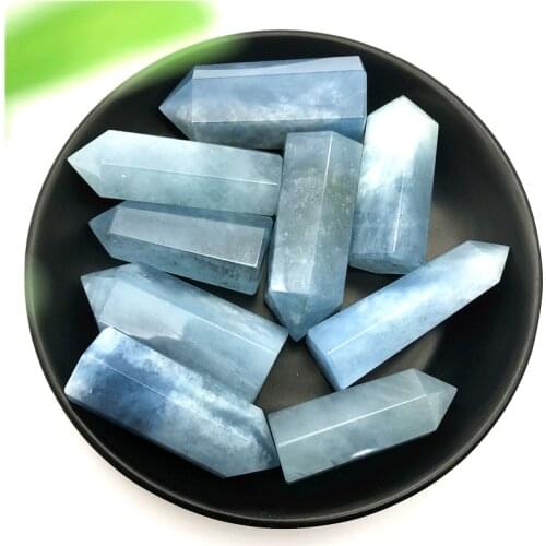 1PC Natural Blue Aquamarine Quartz Crystal Point Tower Chakra Healing Gemstone Home Decor Natural Stones and Minerals