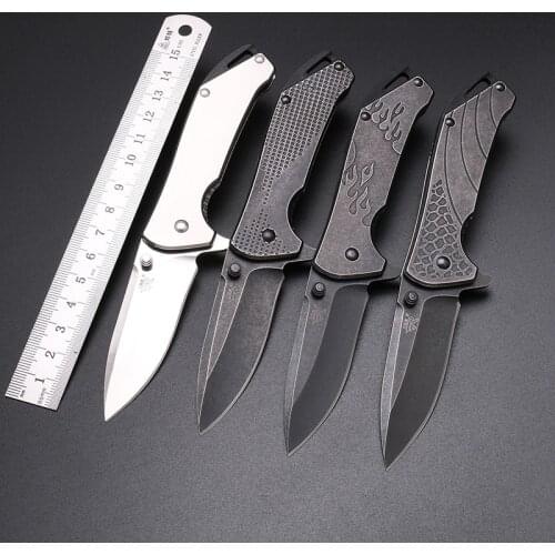 Sanrenmu 7089 Stone Washed EDC Folding Knife with Belt Clip for Emergency Outdoor Survival Camping