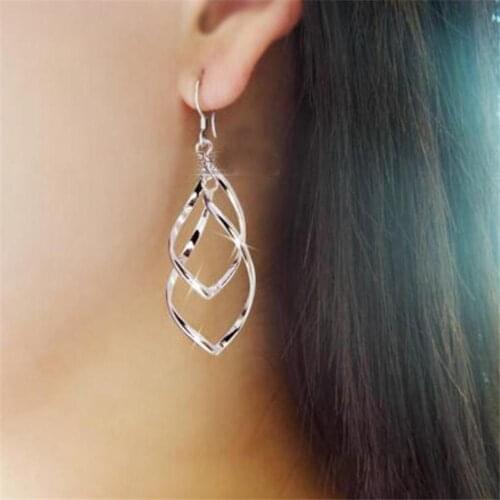 Fashion Temperament Multilayer Twisted Earrings Shiny Alloy Dangle Earrings For Women Wedding Party Charm Earrings Jewelry Gift