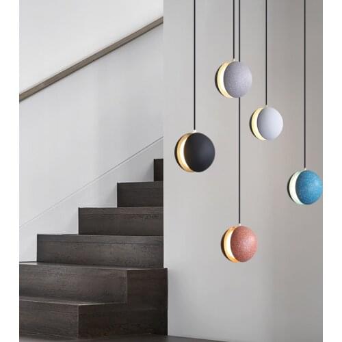 Danish designer modern minimalist staircase long pendant lights creative bedroom bedside lamp bar resin restaurant hanging lamp