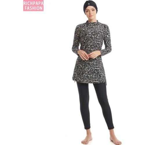 Modest Muslim Swimsuit Burkinis Full Cover Islamic Arab Long Sleeve Swimming Set Bearwear Hijab Bathing Suit Swimwear