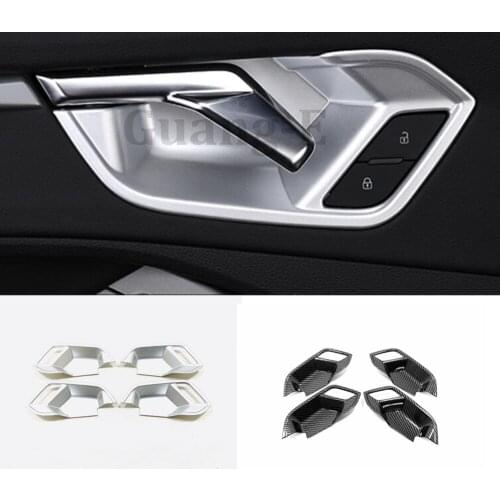 Car Body Styling Stick Trim Abs Chrome Door Inner Built Handle Bowl Frame Lamp Moulding 4pcs For AUDI Q3 （F3）2018 2019 2020