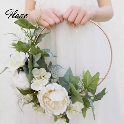 Wedding Garland Bridal Hand Wreath Metal Circle Hoop Round Ring Wrought Iron Hollow Floral