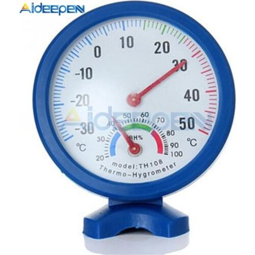 Thermometer Hygrometer Mini Round Clock-shaped Measuring Indoor Outdoor Wall Temperature Humidity Thermometer Meter Gauge