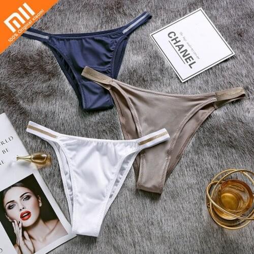 Xiaomi 3pcs Seamless Underwear For Woman Sexy Thongs Womens Lingerie Bikini Sports Female Panties Ice Silk Fashion Underpants