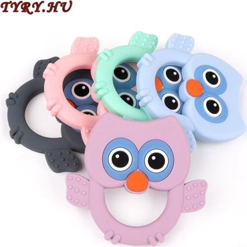 TYRY.HU 5pc Cartoon Owl Animal Silicone Teethers BPA Free For Baby Safe Teething Toys Food Grade Baby Nursing Necklace Pendant