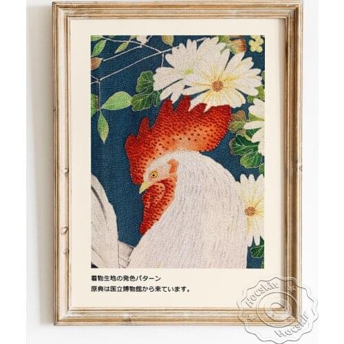 The Rijksmuseum Collection Exhibition Poster, Rooster Pattern On Kimono Fabric Canvas Painting, Animal Flower Wall Decor Prints