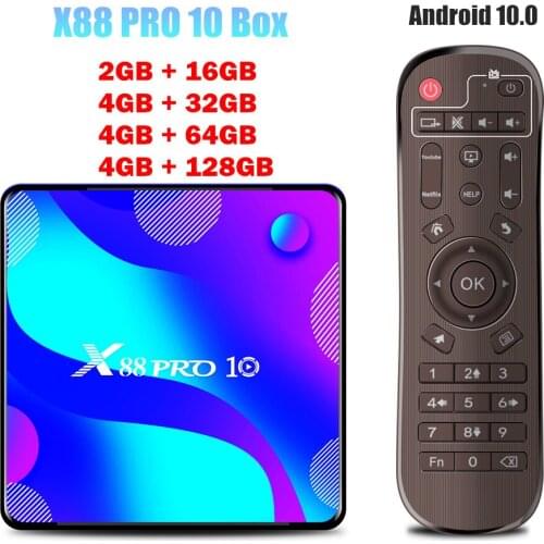 X88 PRO 10 RK3318 Android 10.0 Smart Set Top Box 2G/4G 16G/32G/64G/128G Dual Wifi 2.4G&5G H.265 HEVC 4K Box Media Player