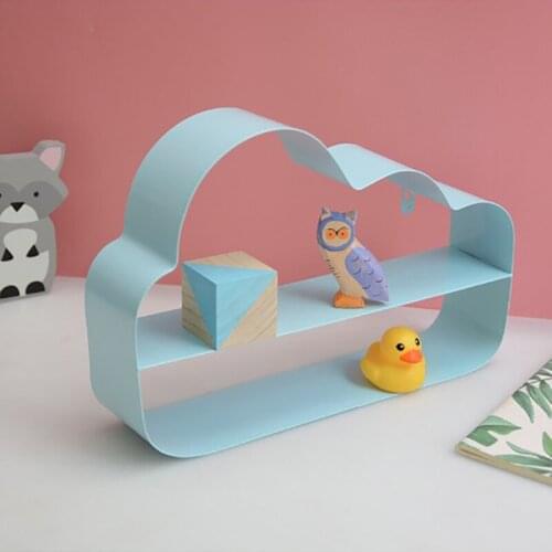 Iron Cloud Wall Hanging Storage Holder Decoration Kids Room Living Room Sundries Rack Hook Double Layers House Creative Ornament