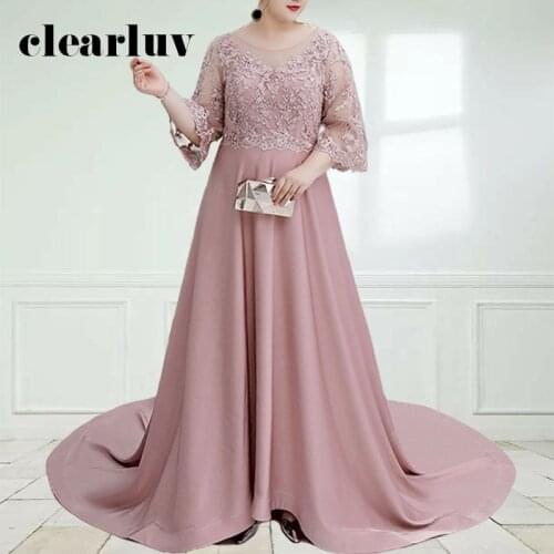 Luxury Train Evening Dresses DR1015 Beading Lace Evening Gowns For Women Plus Size O-neck Robe De Soiree Soybean Evening Dress