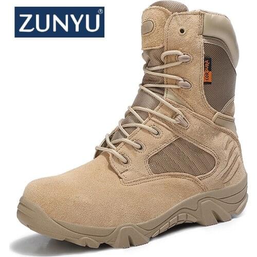 Winter Men Boots Tactical Military Special Force Waterproof Leather Desert Work Shoes Mens Combat Army Ankle Boot
