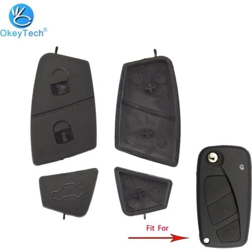 OkeyTech 1 Piece Black Blue Rubber Key Buttons Pad For Fiat Punto Panda Stilo 3 Buttons Remote Car Key Shell Replacement Pad