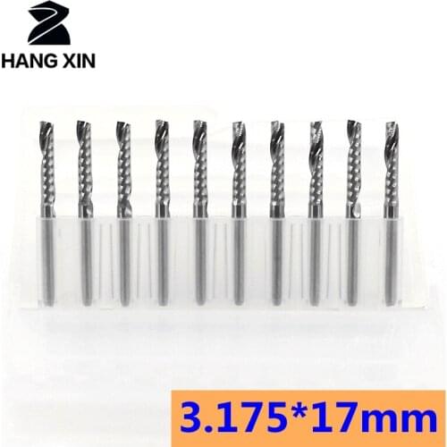 10PCS single slot spiral milling cutter drill bit 3.175mm tungsten carbide single flute cnc router bits cnc bits de fresagem