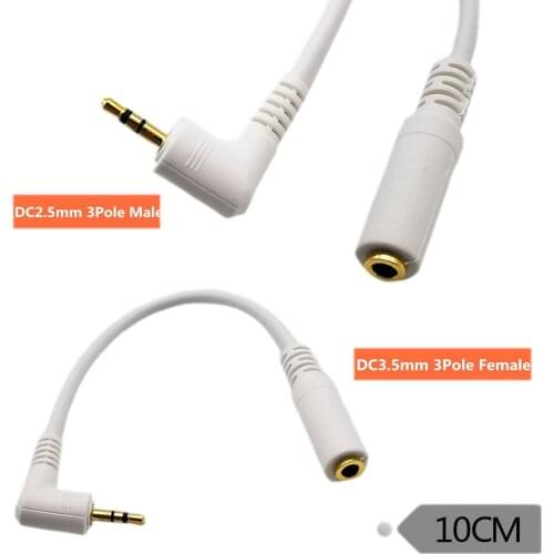 1x Stereo 2.5mm 3 Pole Male to 3.5mm Female Jack Earphone Audio AUX Converter Cable Cord White 10cm