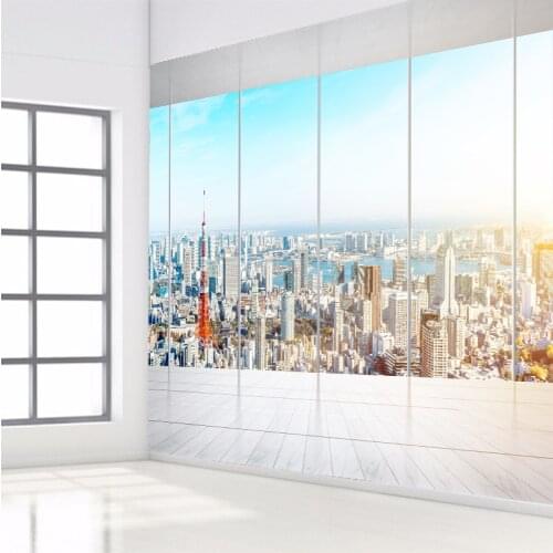 Custom any size 3D wall mural wallpapers Modern fashion Floor-to-ceiling glass window 3D Perspective Wall Sticker YBZ137