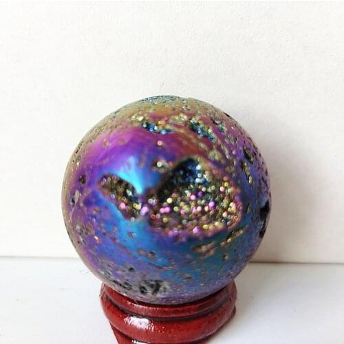 40mm Natural crystal cluster beehivevug Plating color stonel ball home decorated chakra healing crystals