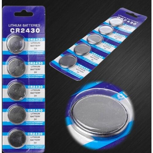 5PCS Button Battery CR2430 3V Electronic Lithium Coin Cell Batteries DL2430 BR2430 ECR2430 KL2430 EE6229 Watch Toy Headphone
