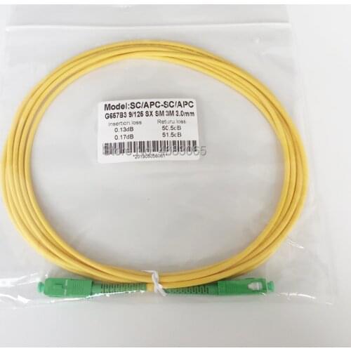 SC APC to SC APC Simplex 2.0mm 3.0mm G657B3 PVC Single Mode Fiber Patch Cable fibra optica jumper fiber patch cord ftth