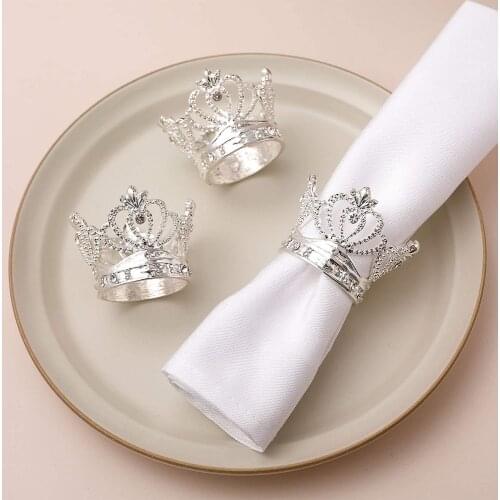 6pcs/lot Exquisite crown napkin ring metal napkin buckle desktop decoration napkin ring towel buckle