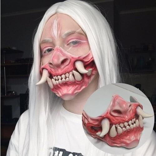 Anime Creepy Masks Cosplay Halloween AFangs Musk For Face Demon Slayer Cosplay Masks