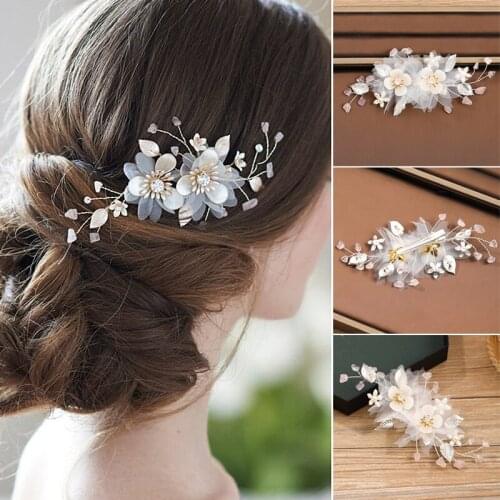 Flower Headgear Bridal Wedding Jewelry Accessories Hair Comb Inserting Comb Woven Leaf Hair Accessories BH