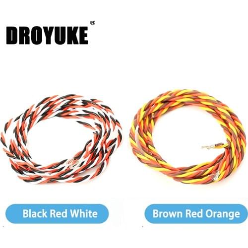 Drouyke 5M 22AWG/26awg 30/60 Core 3 Way Servo 16 Feet Extension Cable JR Futaba Twisted Wire Lead For RC Airplane Accessories
