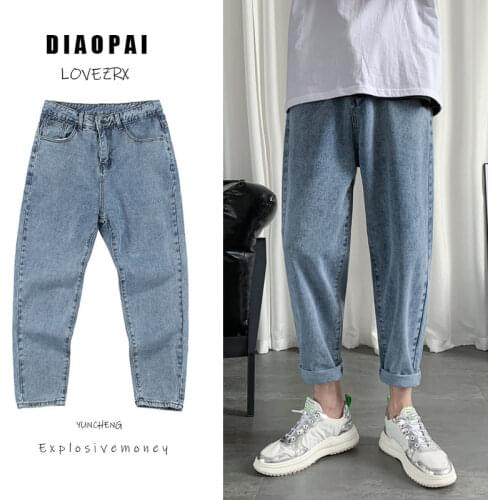 Summer Thin Jeans Mens Fashion Washed Retro Casual Blue Jeans Pants Men Streetwear Loose Hip-hop Denim Trousers Mens S-2XL