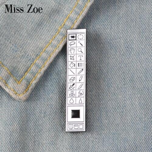 Photoshop Toolbar Enamel Pin badge brooch Lapel pin Denim Jeans shirt bag Old School toolbar Jewelry Gift for Designers Friends
