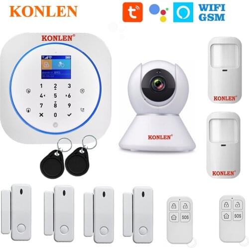 KONLEN Tuya WIFI GSM Alarm System Wireless Pir Motion Sensor Door Detector For Home Security Smart Life APP Google Alexa Support