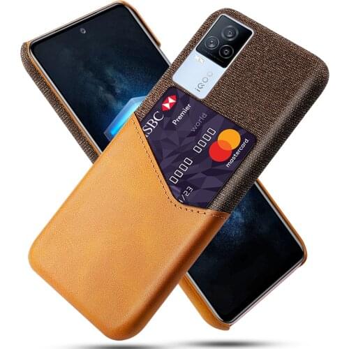 Febric Card Holder Cover For Vivo iQOO 7 Legend Coque Cloth Texture PU Antiskid Funda For VI VO iQOO7 5G 6.62" 2021 Case Shell