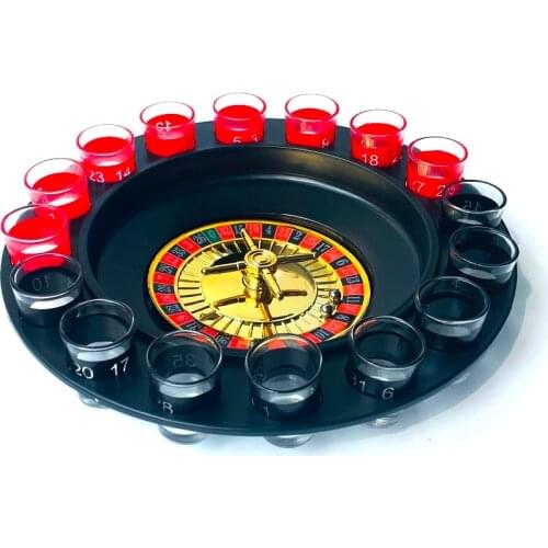 Creative Lucky Shot Drinking Game16 Shot Glass Deluxe Russian Spinning R oulette Poker Chips Drinking Game Set Party Supplies