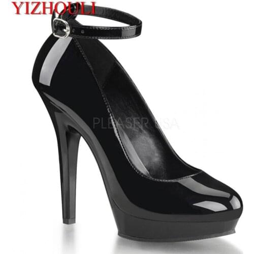 Fashionable high-heeled shoes, large size grade performance shallow mouth shoes, 13 cm model t model show sexy single shoes