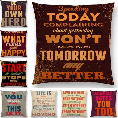 Motivational Sayings Warm Words Powerful English Funny Slogan Inspirational Sentence Happy Cushion Cover Decorative Pillow Case