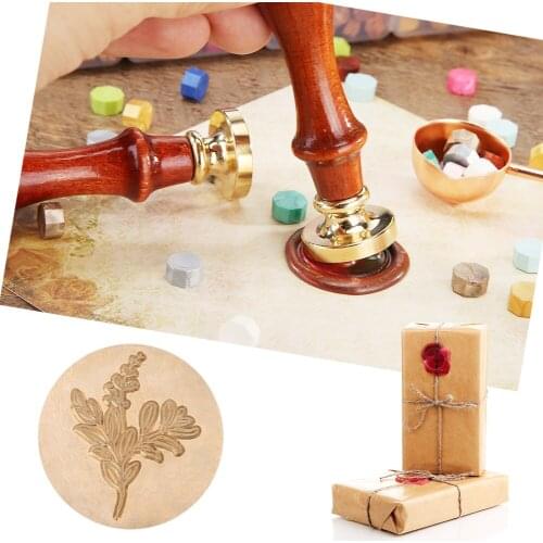 Handmade Wax Seal Stamp Set Fire Painting Plant Christmas Wood Handle DIY Envelope for Accessories Parties Wedding