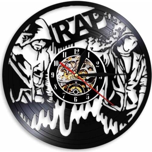 Rap Hip Hop Music Vinyl Record Wall Clock Modern Design Musical 3D Wall Watches Clock Unique Gift For Rappers Rap Lover