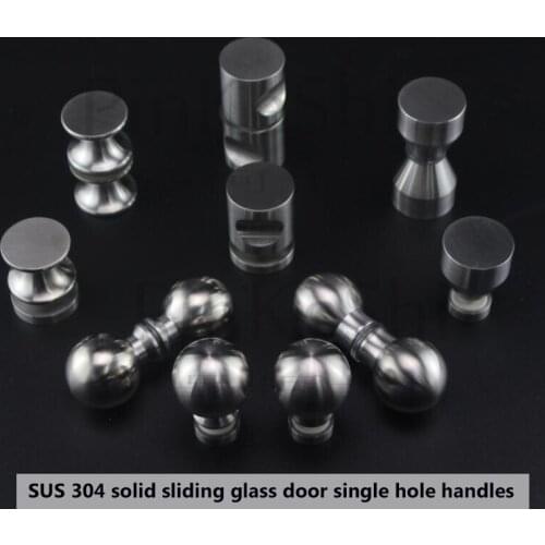 Stainless steel 304 material solid glass sliding door handle, door knobs, brush finish shower room single hole door handle