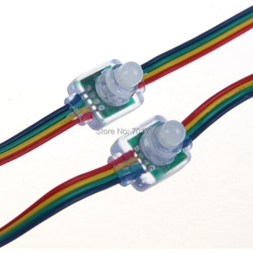 Addressable WS2801 RGB full LED pixel module;DC5V input,50pcs a string,injection molding type
